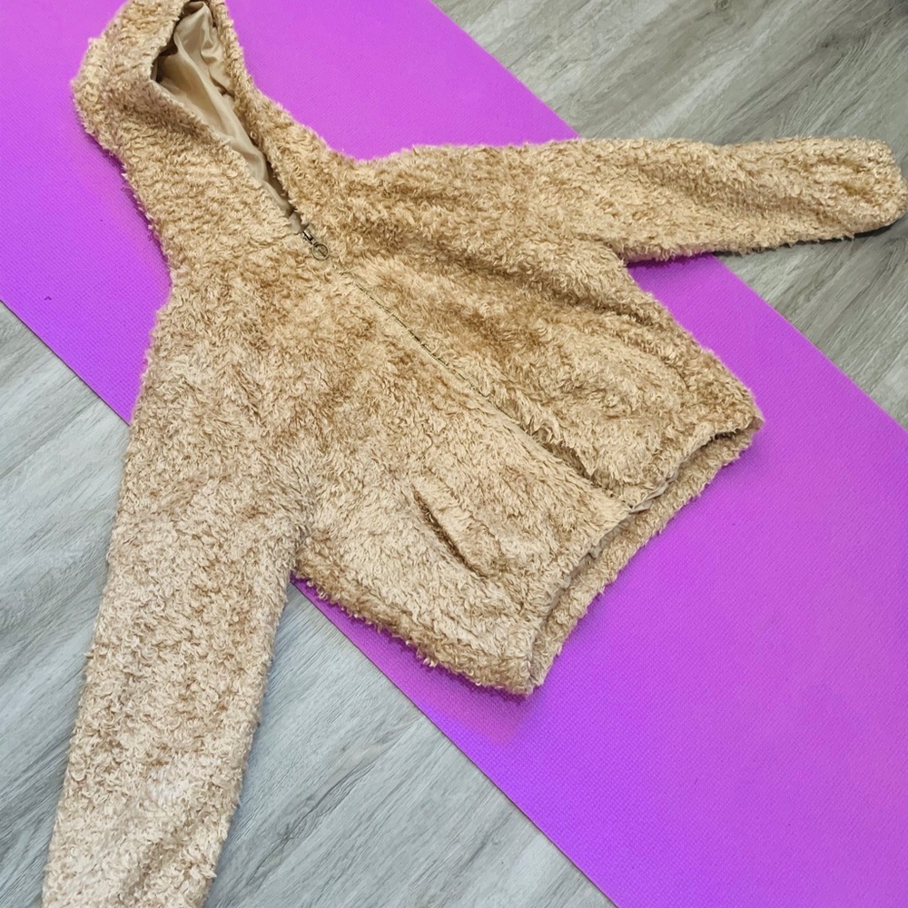 Furry cream colored jacket!